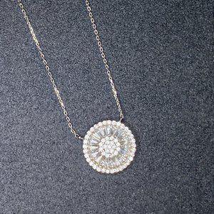 Sterling Silver and cubic zirconia round Vintage/Art Deco style pendant